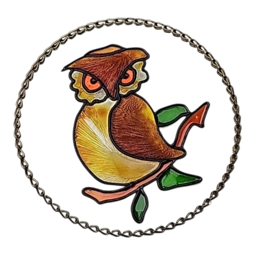 Owl stained glass window sun catcher